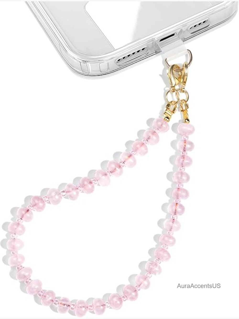 Natural Stone Beaded Phone Wrist Strap Detachable Chain Wristlet